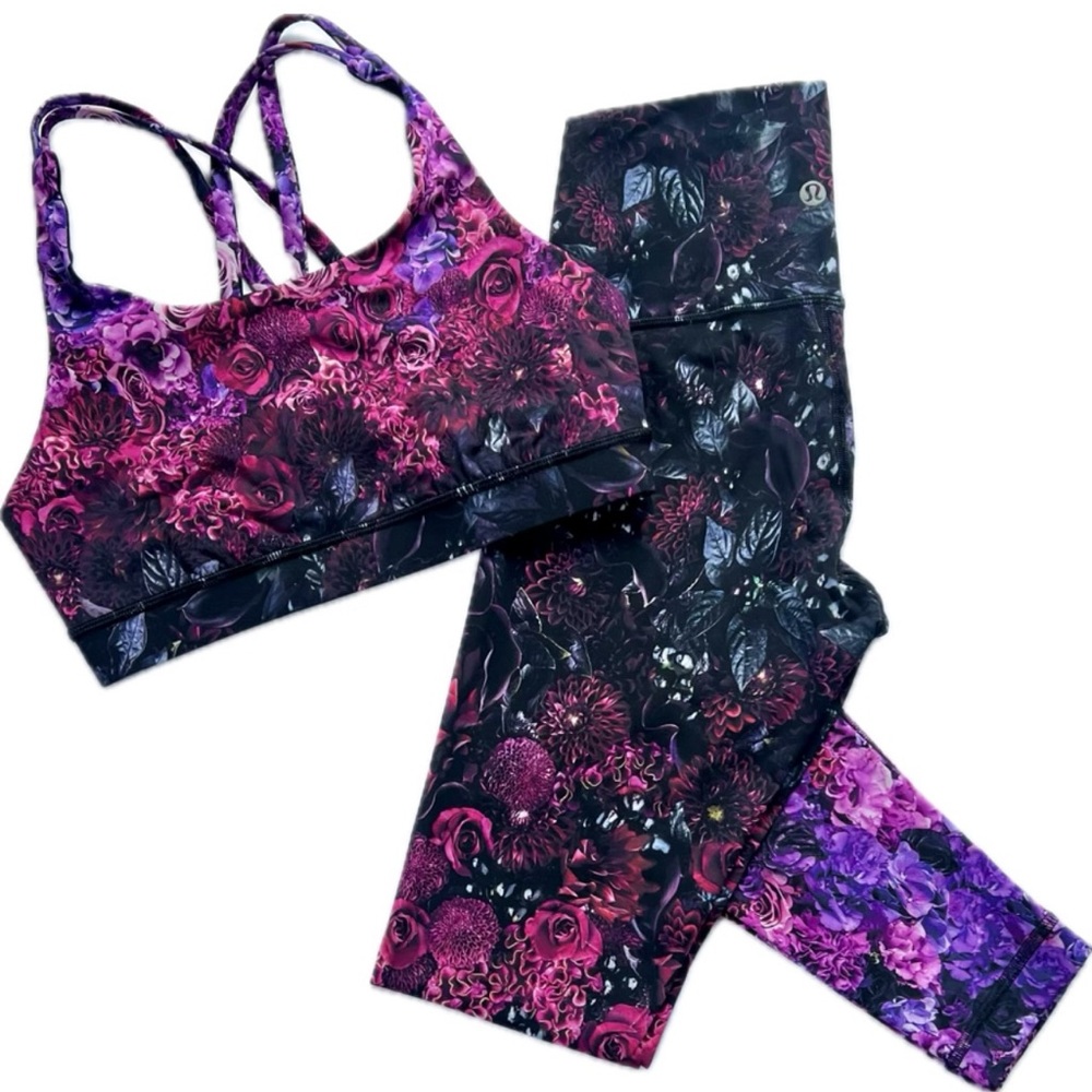 Lululemon Set WU HR Legging & Matching Energy Bra Bloom Multi Print